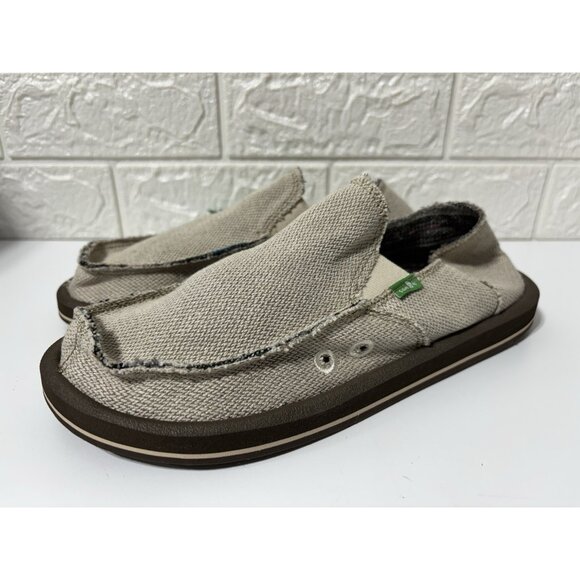 Sanuk SMF1010 Hemp Slip-On Loafer Shoes Natural Beige Men's 7 - Picture 4 of 8